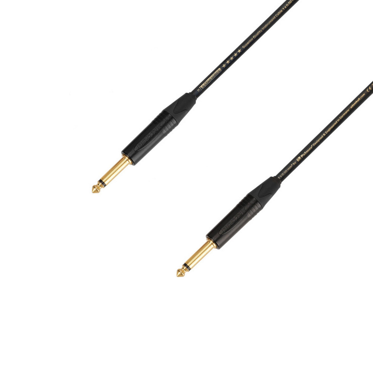 Adam Hall 5 STAR IPP 0600 6.3mm Jack TS Instrument Cable, Black, 6-Meters