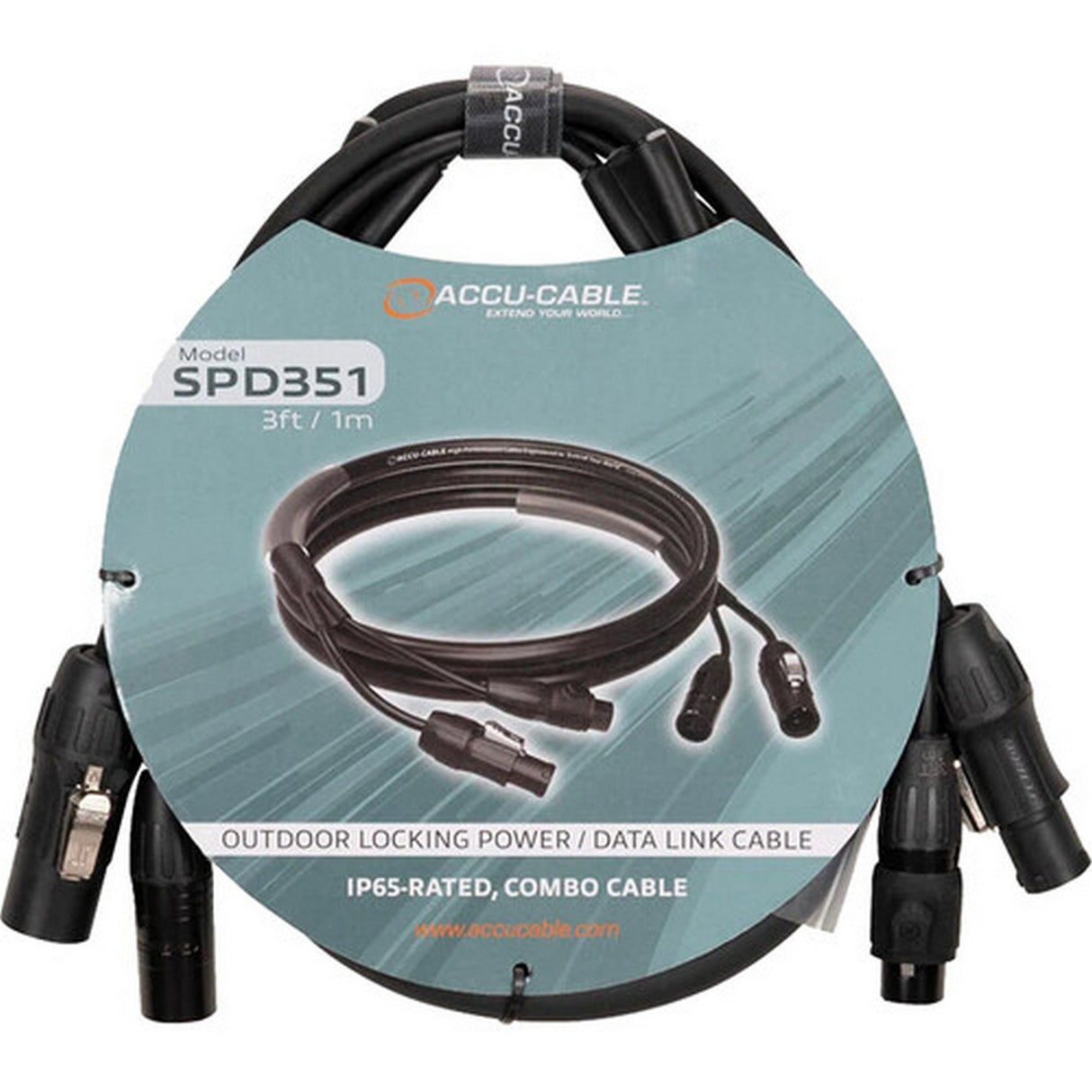 ADJ Accu-Cable SPD Series IP65 5-Pin DMX & Power Combo Cable