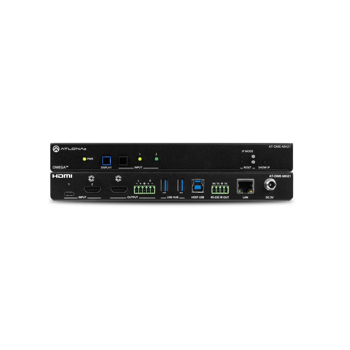 Atlona AT-OME-MH21 2-Input Switcher for HDMI and USB-C with USB Hub