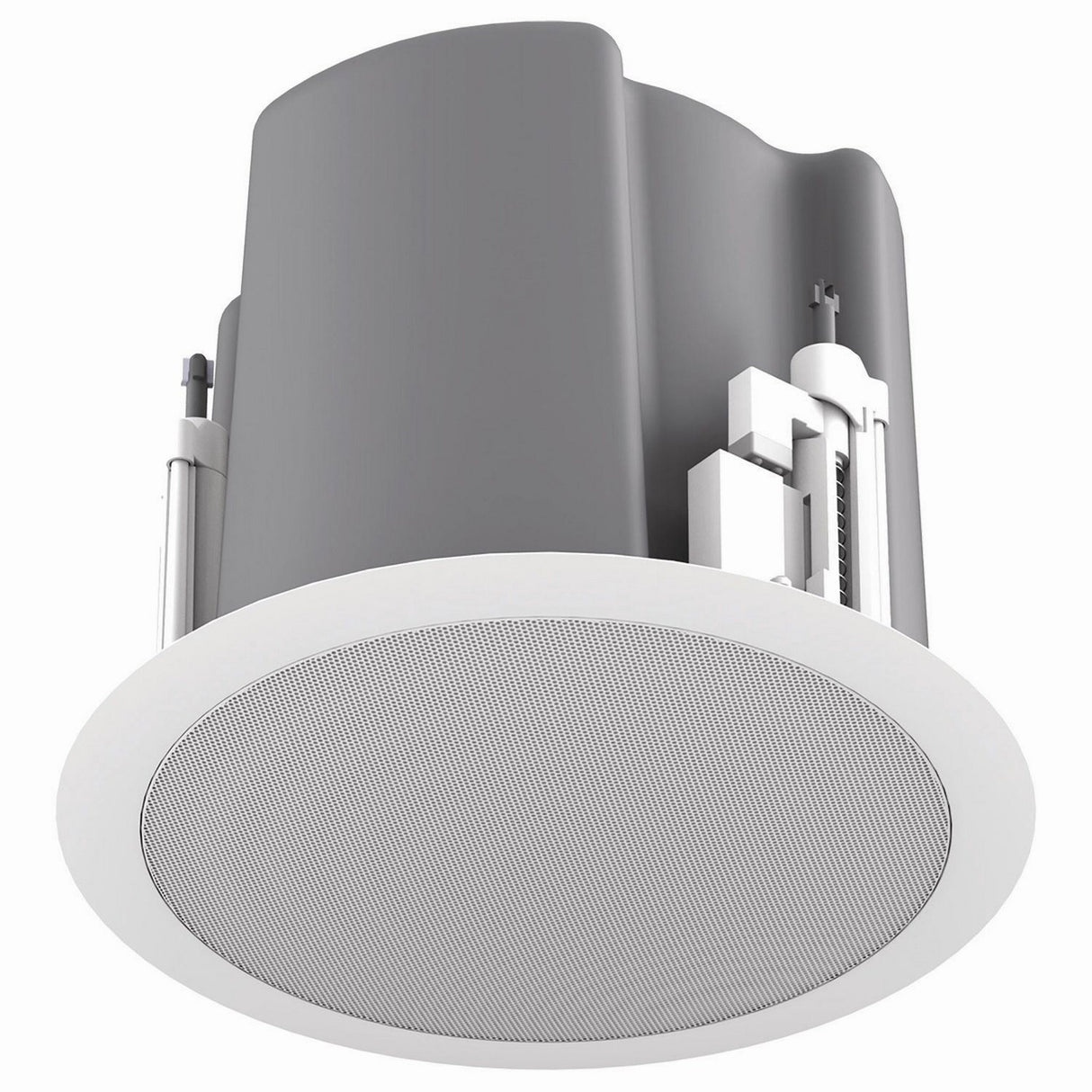 AtlasIED FAP63T-BEGR 6.5-Inch Coaxial In-Ceiling Speaker with 32W 70V/100V Transformer, Ported Enclosure, Safety First Mounting System and Round Black Edgeless Grille, Pair