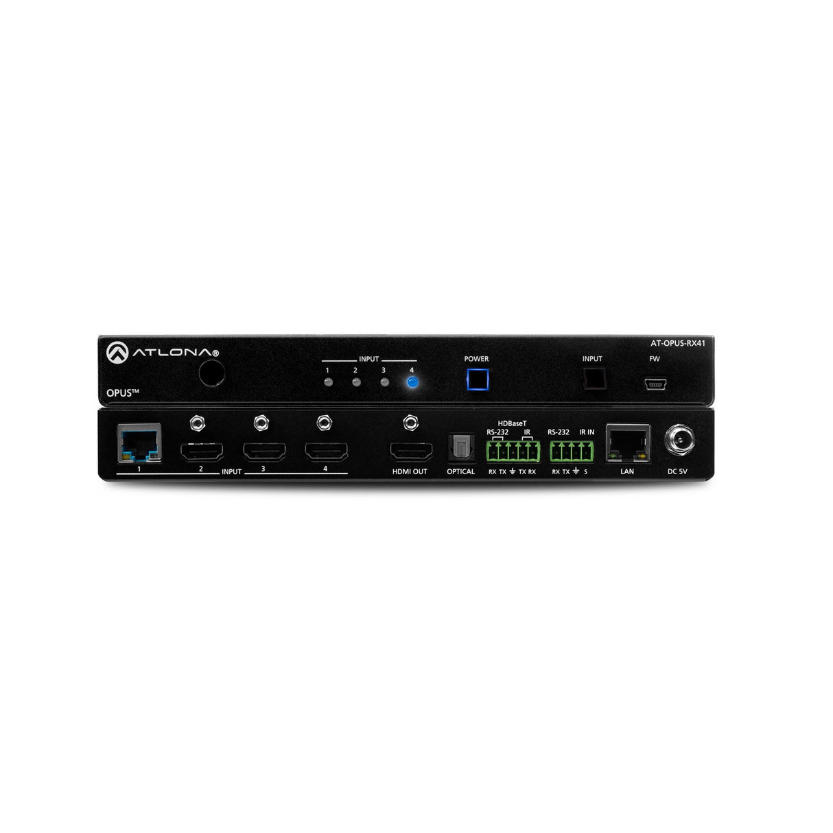 Atlona AT-OPUS-RX41 Four-Input 4K HDR Switcher with HDMI and HDBaseT Inputs