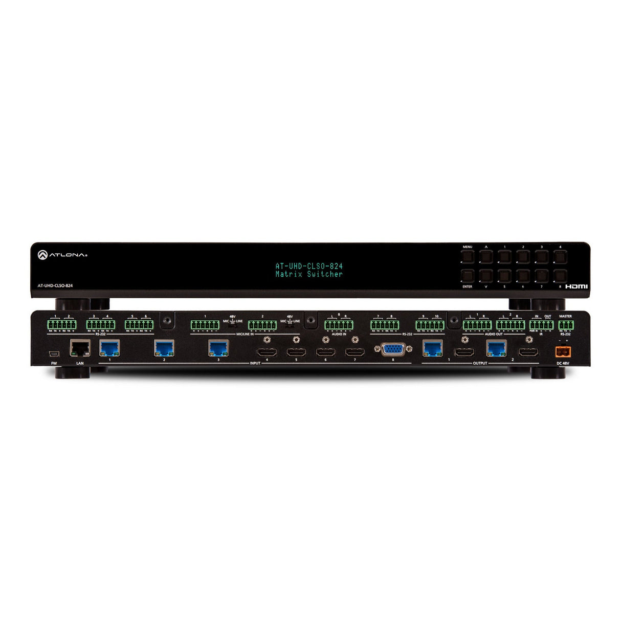 Atlona AT-UHD-CLSO-824 8x2 Multi-Format Matrix Switcher with Dual, Mirrored HDMI / HDBaseT Outputs