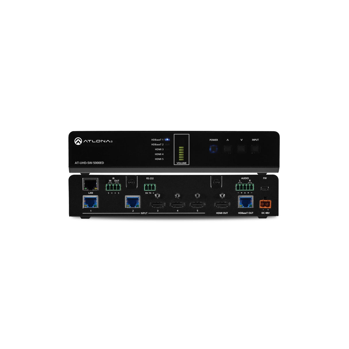 Atlona AT-UHD-SW-5000ED Five-Input HDMI / HDBaseT Switcher with Mirrored HDMI / HDBaseT Outputs