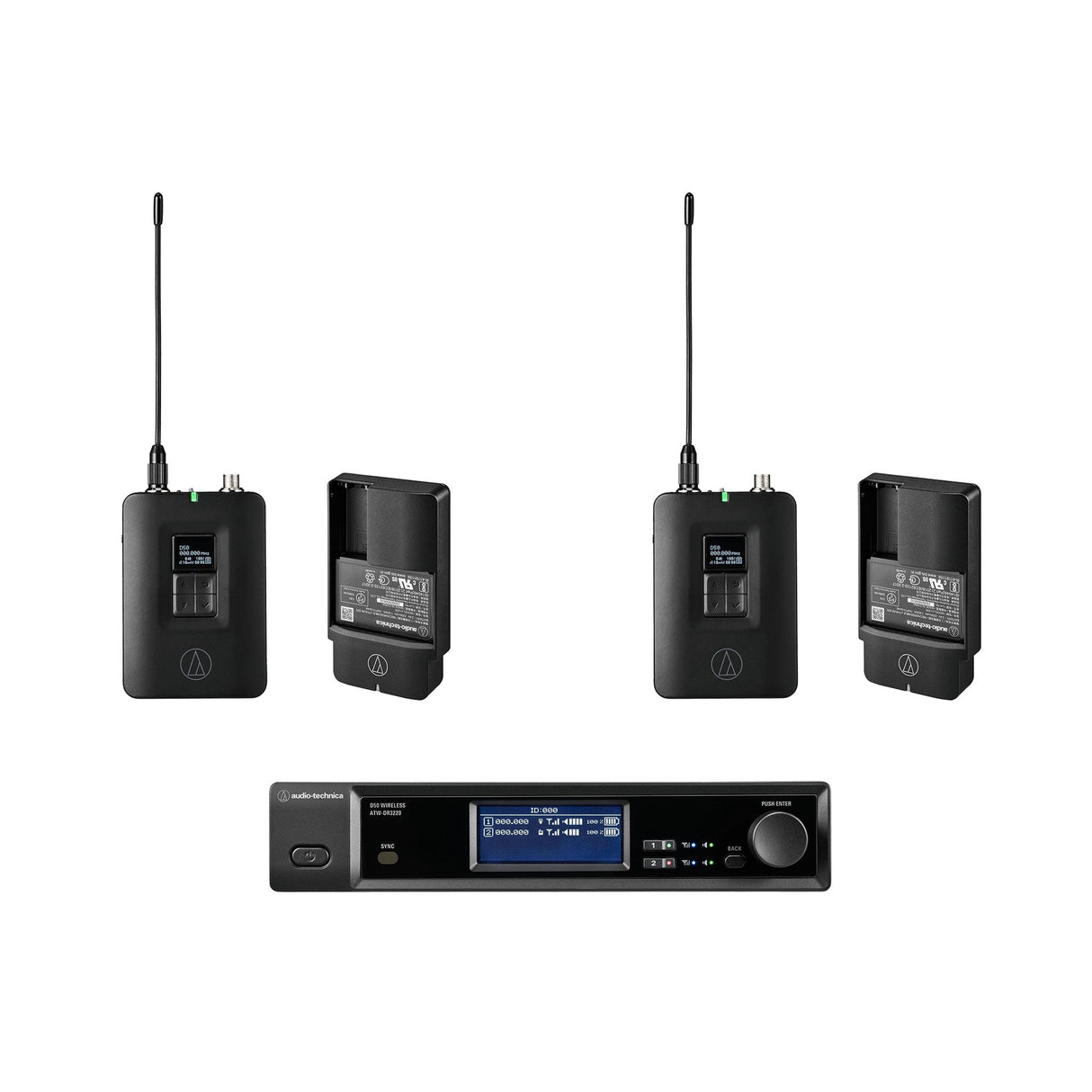 Audio-Technica ATW-D50-DRX-2B 2-Person Wireless Bodypack Audio System, DF2 470-608 MHz