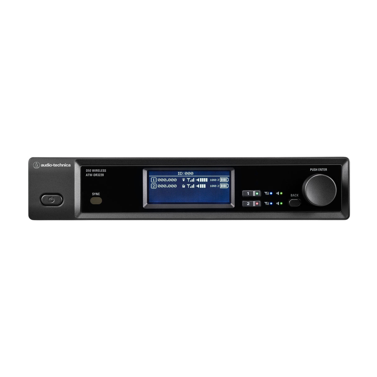 Audio-Technica ATW-DR3220LKDF2 2-Channel Digital Wireless Rackmount Receiver, DF2 470-608 MHz