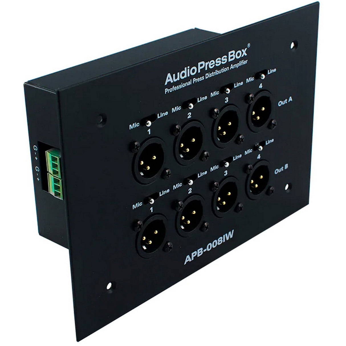 AudioPressBox APB-008-IW-EX In-Wall Pressbox with 1 Line Input and 8 Mic Outputs