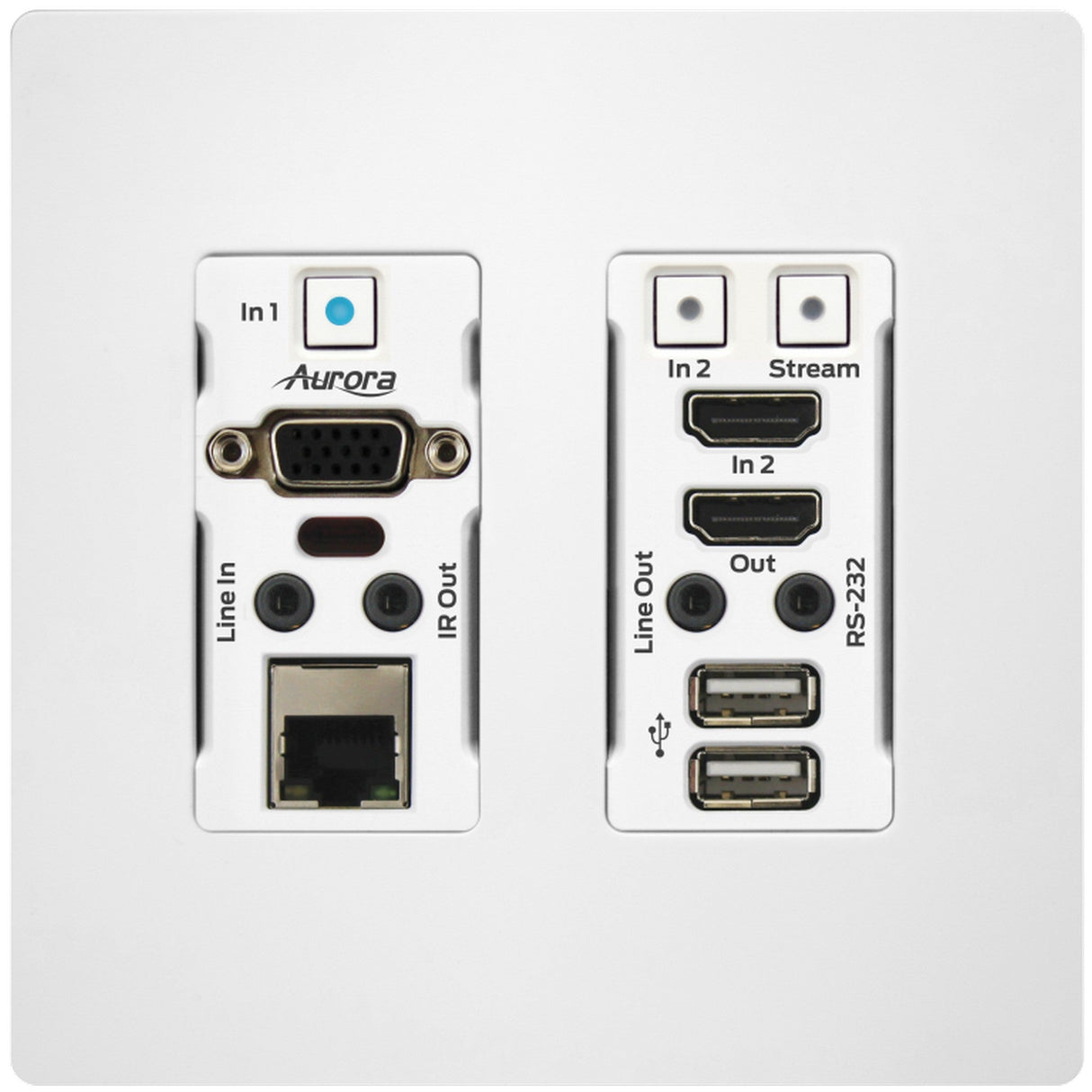 Aurora VLX-TCW2V-C 1Gbps 4K IP Audio Video Wall Plate White