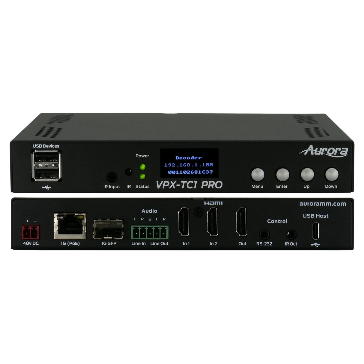 Aurora VPX-TC1-Pro 4K60 1Gbps AV over IP Transceiver