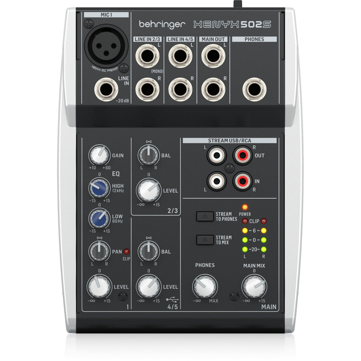 Behringer XENYX 502S 5-Input Analog Mixer with USB Streaming