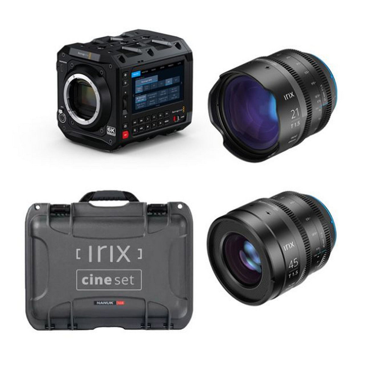 Blackmagic Design PYXIS 6K Digital Film Camera with L-Mount and IRIX 21mm, 45mm, Nanuk Case Kit