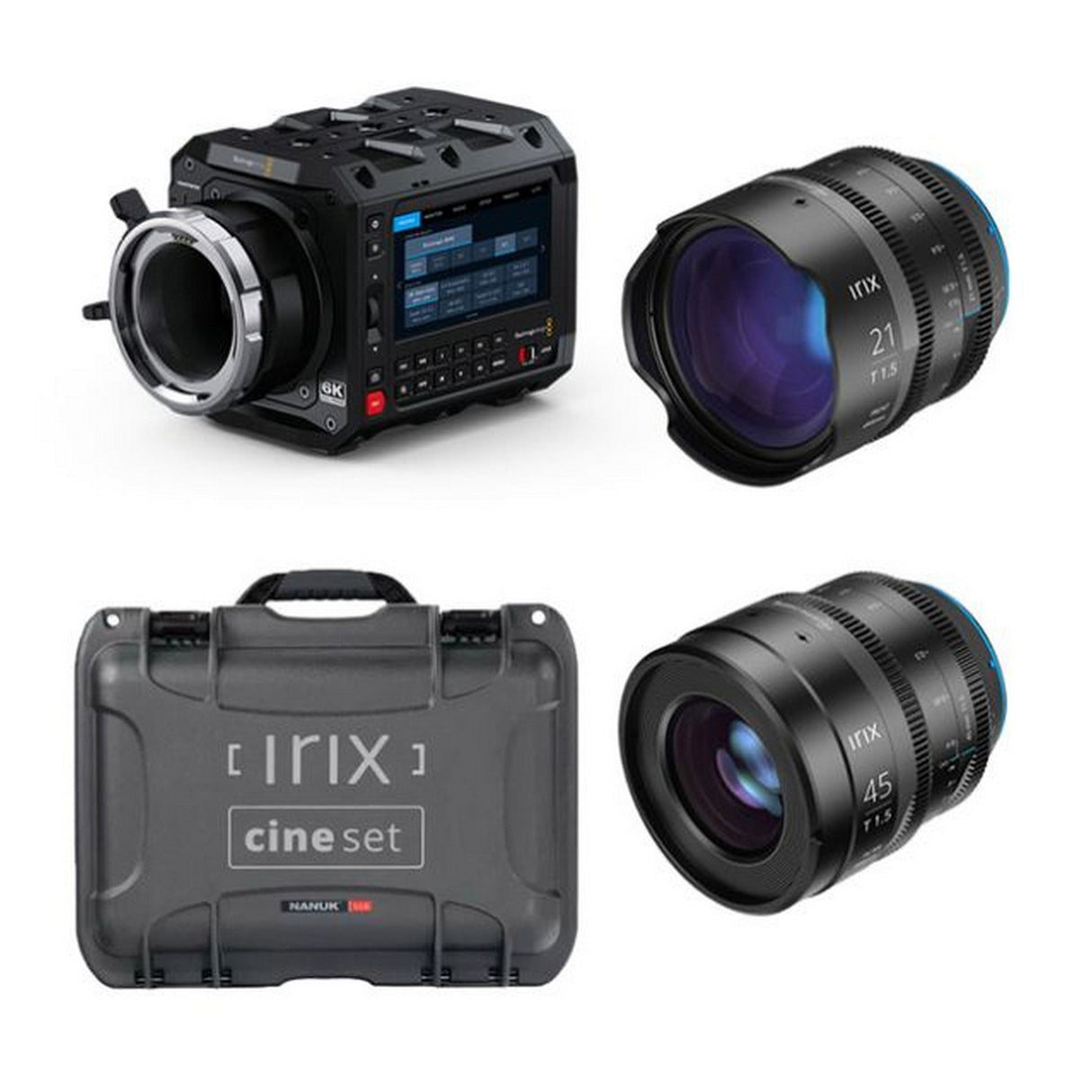 Blackmagic Design PYXIS 6K Digital Film Camera with PL Mount and IRIX 21mm, 45mm, Nanuk Case Kit