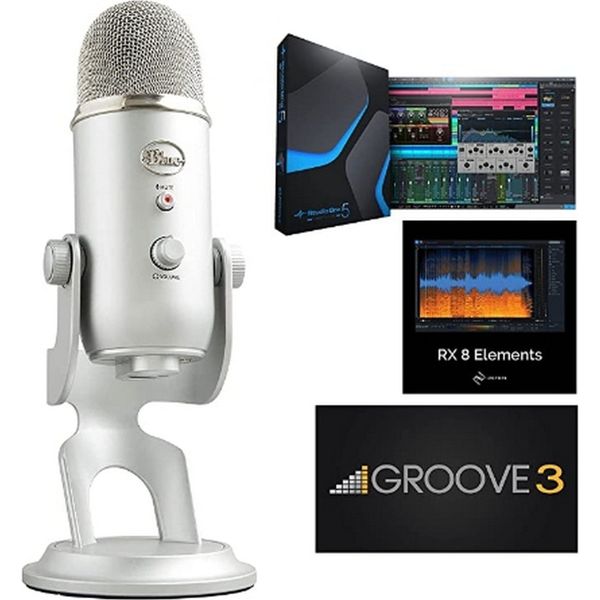 Blue Microphones Yeti Plus Pack Premium Multi-Pattern USB Microphone with Software, Silver