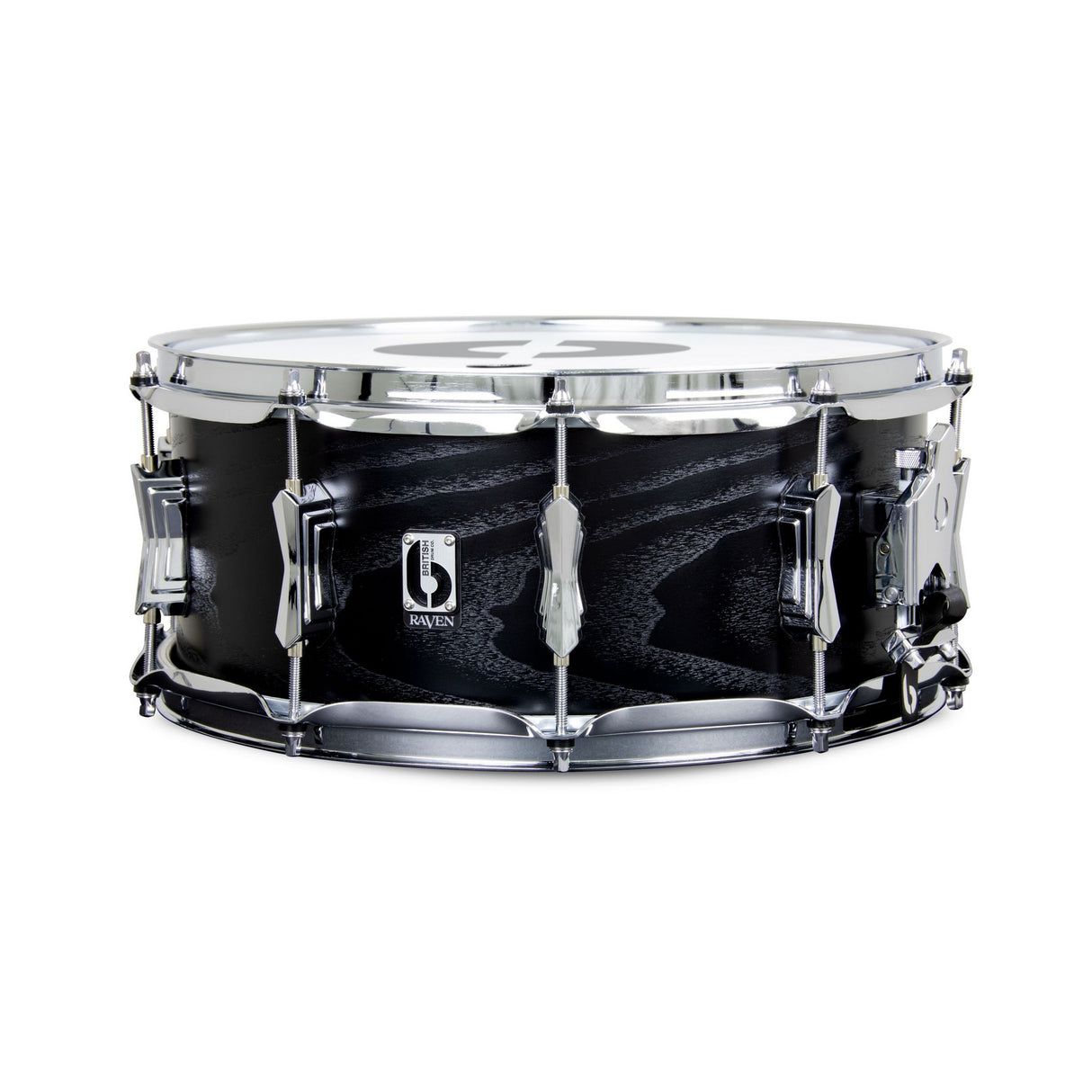 British Drum Co RAV-14-6-SN Raven Series 14x6-Inch Snare Drum, Black Ash Finish