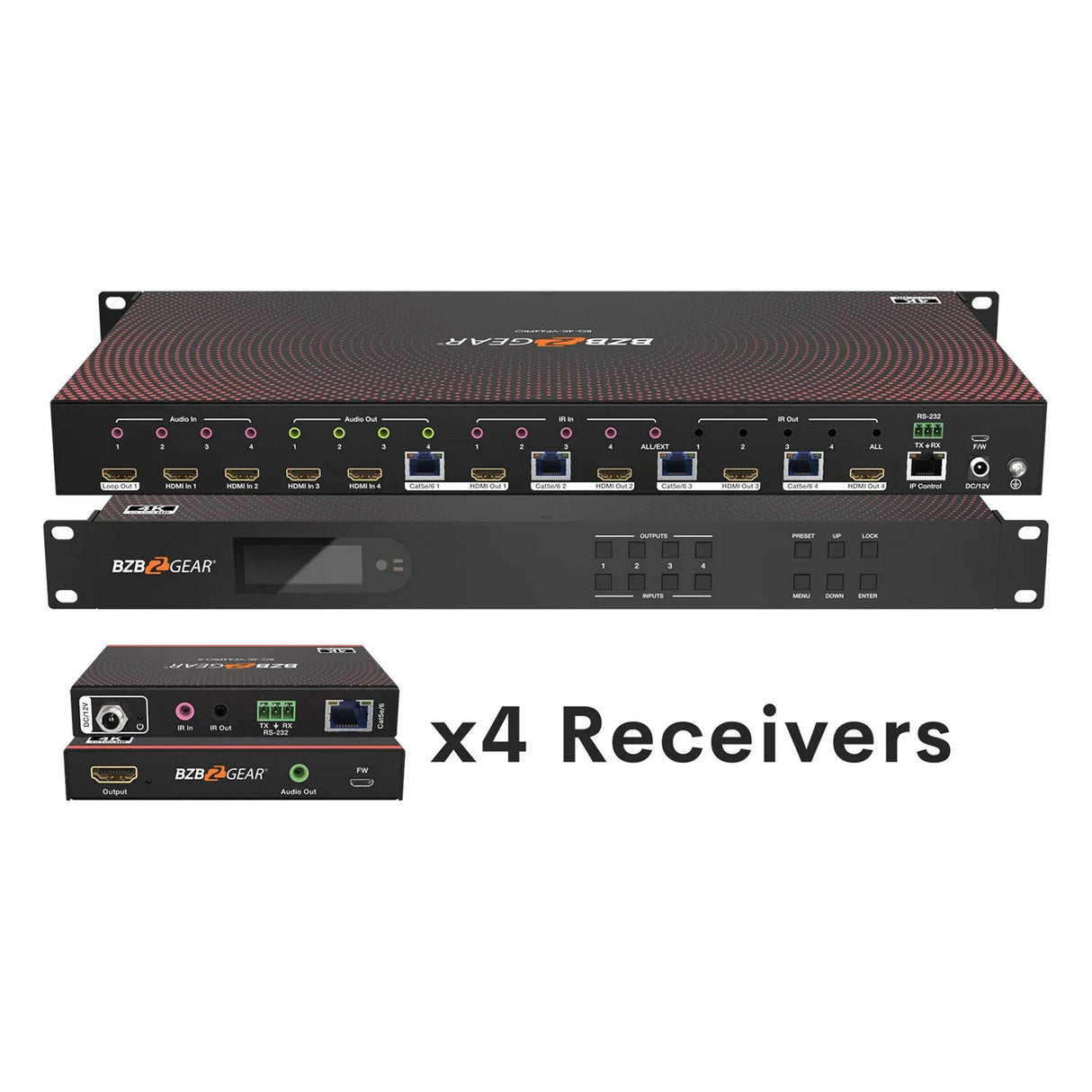 BZBGEAR BG-4K-VP44PRO 4×4 4K UHD Seamless HDMI Matrix Switcher/Video Wall Processor/MultiViewer Over Cat5/6/7