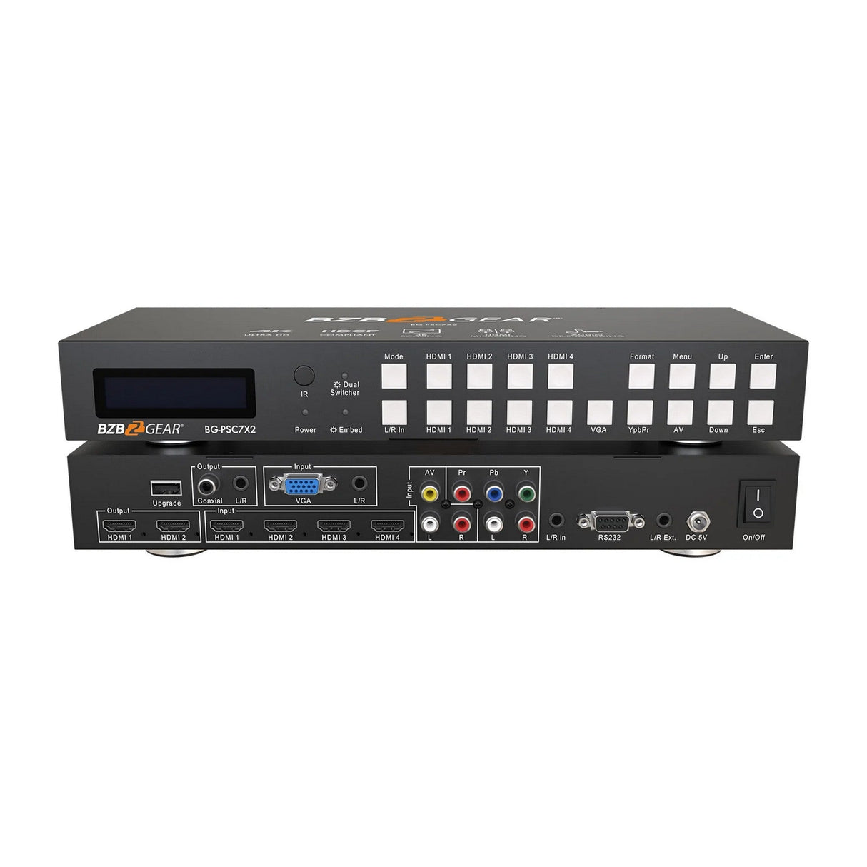 BZBGEAR BG-PSC7X2 7x2 4K Presentation Switcher Scaler