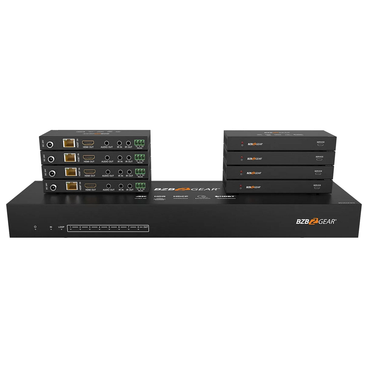 BZBGEAR BG-UDA-E18 1x8 4K UHD 18Gbps HDMI HDBaset Splitter/Distribution Amplifier