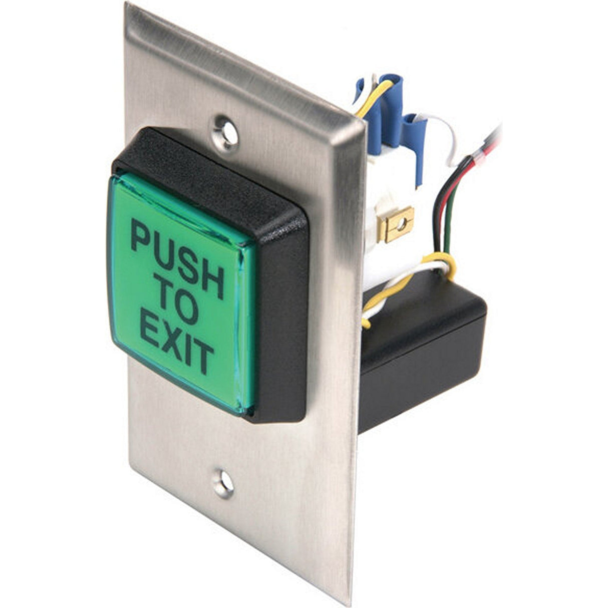 Camden CM-30EE 2-Inch Square LED Illuminated Push to Exit Button, Green