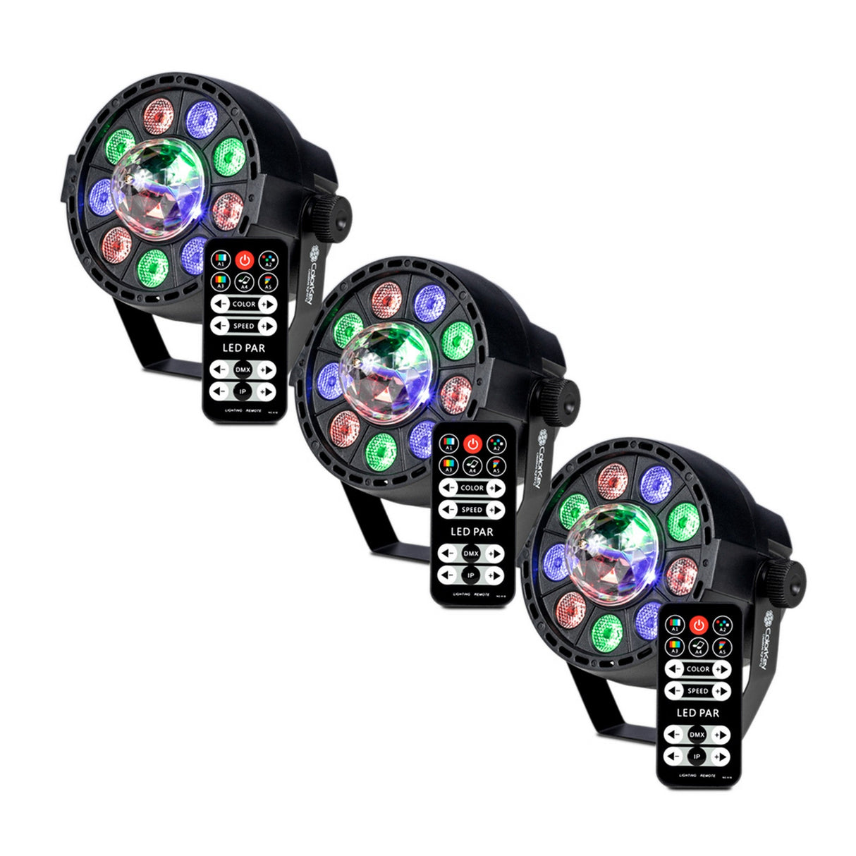 ColorKey Party Light FX Quad-Color LED Wash Lights 3-Pack Bundle