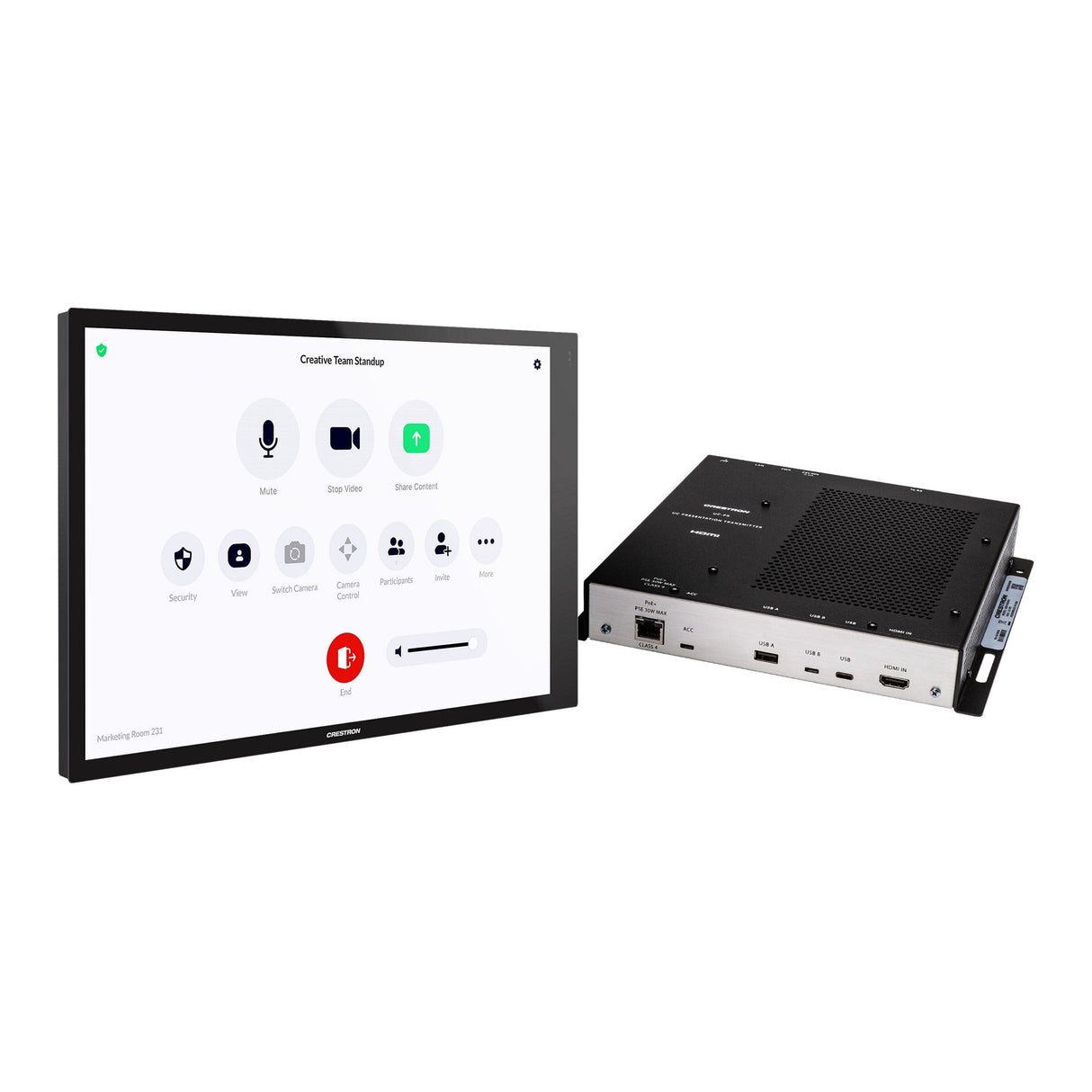 Crestron UC-CX100-Z-WM Flex Advanced Video Conference System Integrator Kit with a Wall Mounted Control Interface for Zoom Rooms Software