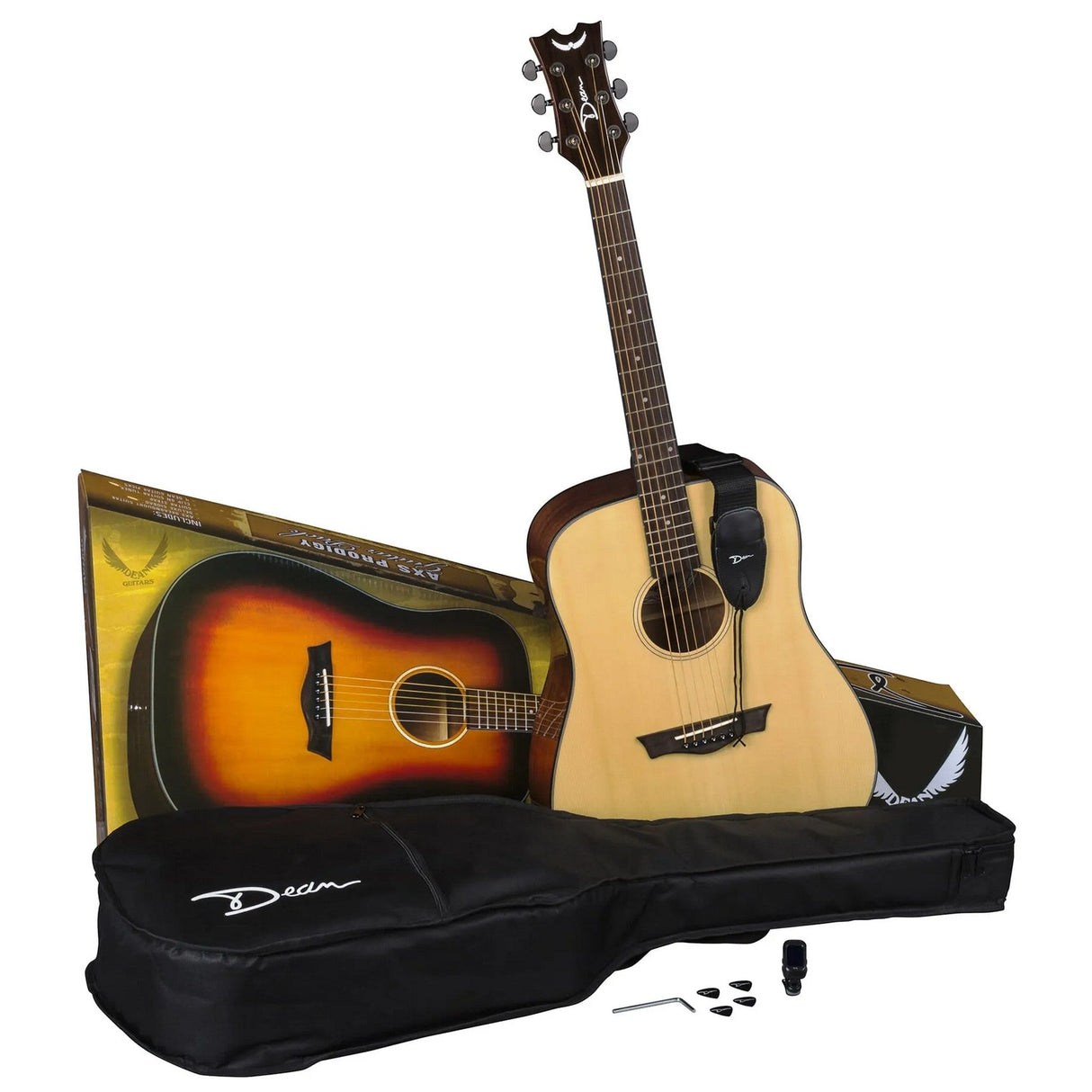 Dean Guitars AXS Prodigy Acoustic Pack Gloss Natrual Guitar - guitar
