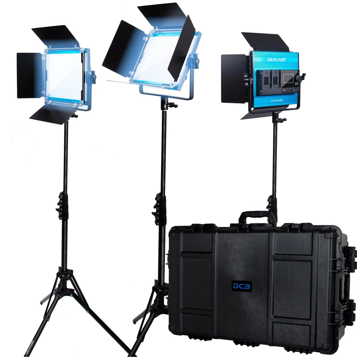 Dracast DRX3500DNH LED500 X Series Daylight LED 3 Light Kit with Injection Molded Travel Case