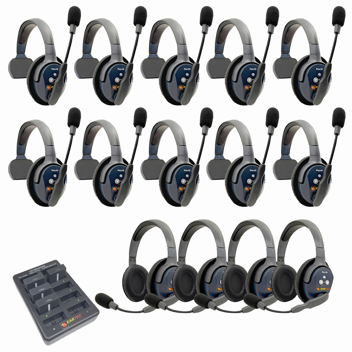 Eartec PRO16 Full Duplex True Wireless Headset Intercom Systems for 14-Users