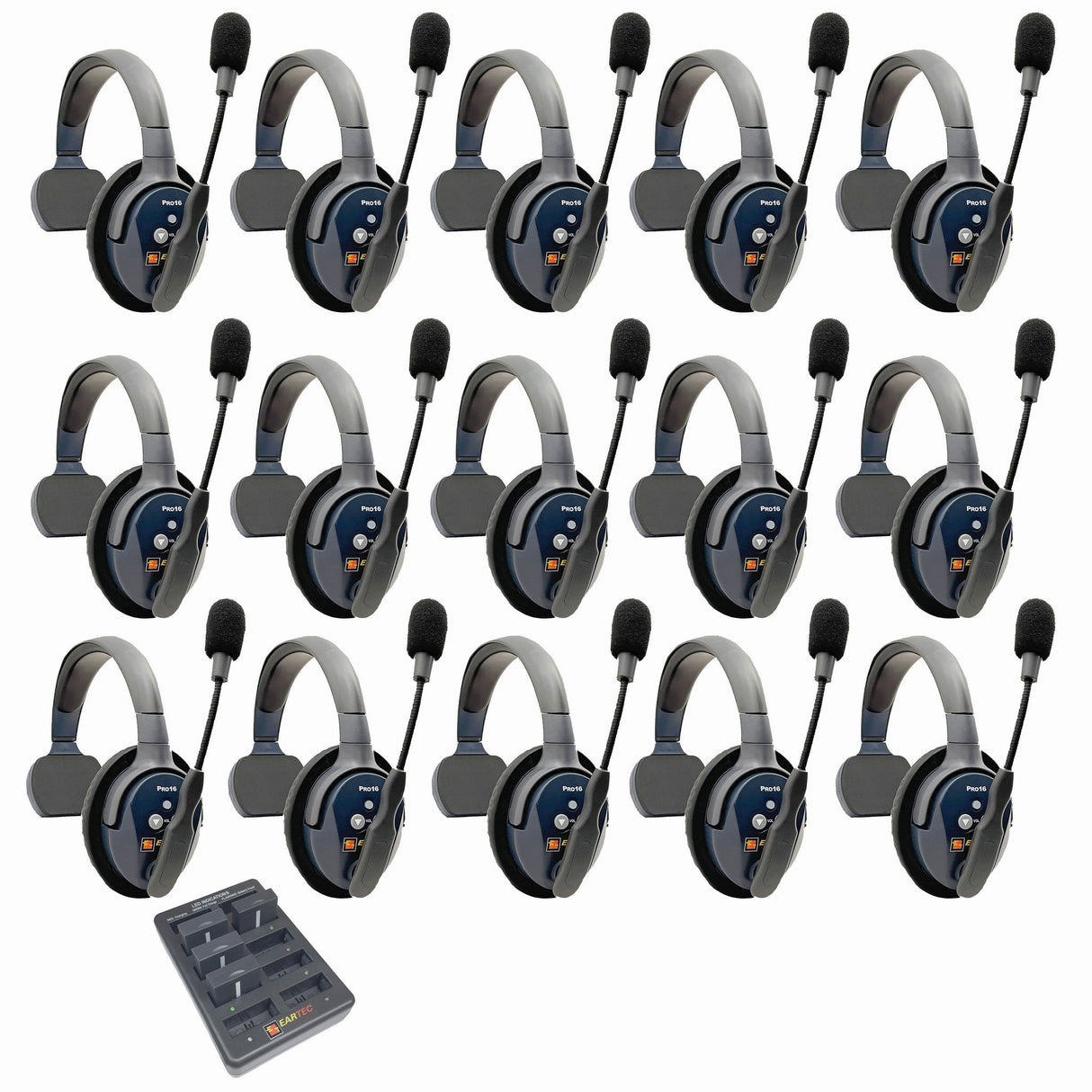 Eartec PRO16 Full Duplex True Wireless Headset Intercom Systems for 15-Users