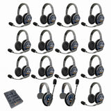 Eartec PRO16 Full Duplex True Wireless Headset Intercom Systems for 15-Users