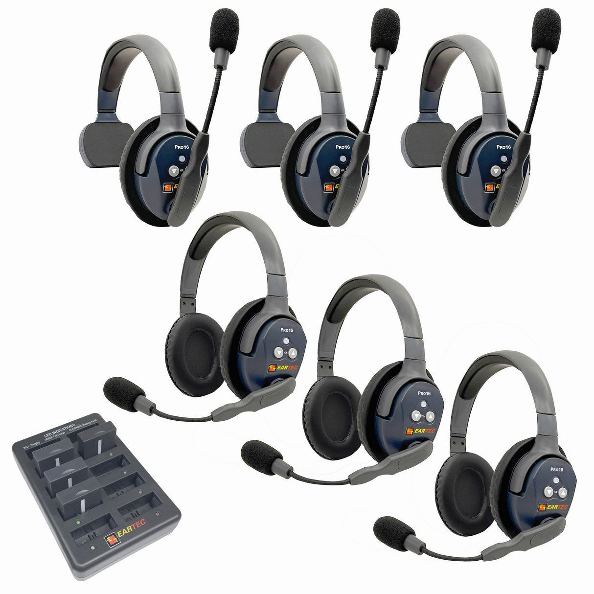 Eartec PRO16 Full Duplex True Wireless Headset Intercom Systems for 2 - 6 Users