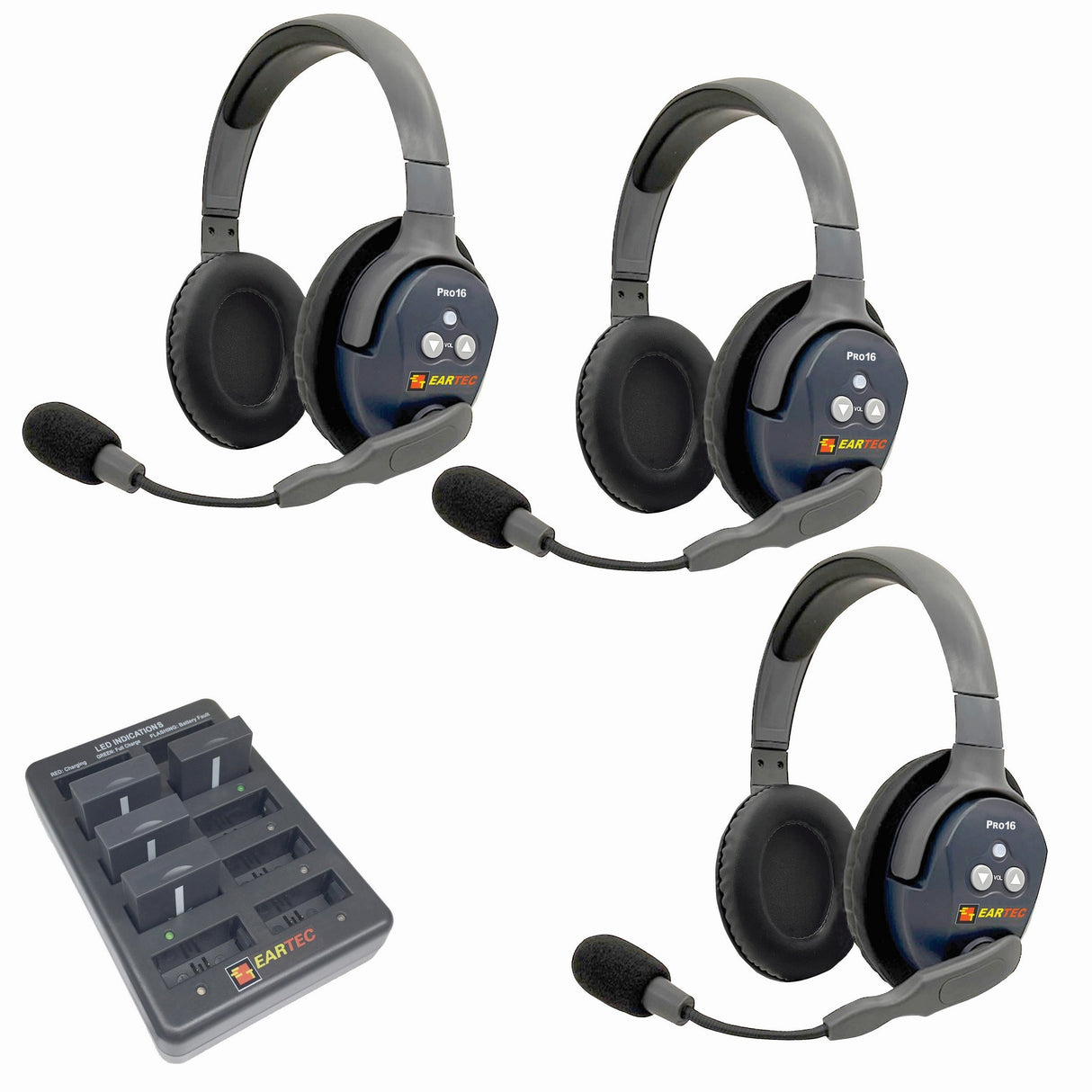 Eartec PRO16 Full Duplex True Wireless Headset Intercom Systems for 2 - 6 Users