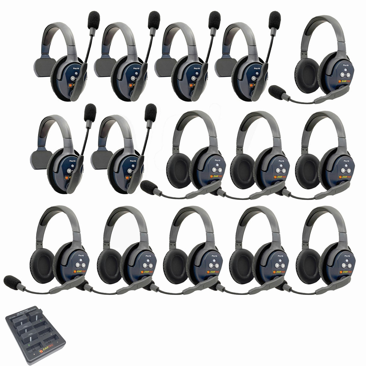 Eartec PRO16 Full Duplex True Wireless Headset Intercom Systems for 15-Users