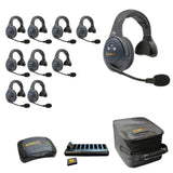 Eartec EVADE EVX10S-CM Full Duplex Dual Channel Wireless Intercom System with 10 Single Speaker Headsets