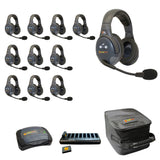 Eartec EVADE EVX11D-CM Full Duplex Dual Channel Wireless Intercom System with 11 Dual Speaker Headsets