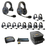 Eartec EVADE EVX1266-CM Full Duplex Dual Channel Wireless Intercom System with 6 Single 6 Dual Speaker Headsets