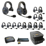 Eartec EVADE EVX1477-CM Full Duplex Dual Channel Wireless Intercom System with 7 Single 7 Dual Speaker Headsets