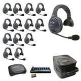 Eartec EVADE EVX14S-CM Full Duplex Dual Channel Wireless Intercom System with 14 Single Speaker Headsets