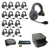 Eartec EVADE EVX15S-CM Full Duplex Dual Channel Wireless Intercom System with 15 Single Speaker Headsets