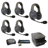 Eartec EVADE EVX5D-CM Full Duplex Dual Channel Wireless Intercom System with 5 Dual Speaker Headsets