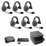 Eartec EVADE EVX6S-CM Full Duplex Dual Channel Wireless Intercom System with 6 Single Speaker Headsets