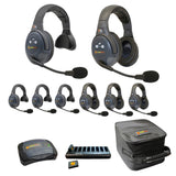 Eartec EVADE EVX844-CM Full Duplex Dual Channel Wireless Intercom System with 4 Single 4 Dual Speaker Headsets