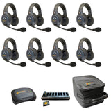 Eartec EVADE EVX8D-CM Full Duplex Dual Channel Wireless Intercom System with 8 Dual Speaker Headsets