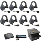 Eartec EVADE EVX8S-CM Full Duplex Dual Channel Wireless Intercom System with 8 Single Speaker Headsets