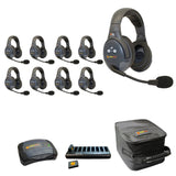 Eartec EVADE EVX9D-CM Full Duplex Dual Channel Wireless Intercom System with 9 Dual Speaker Headsets
