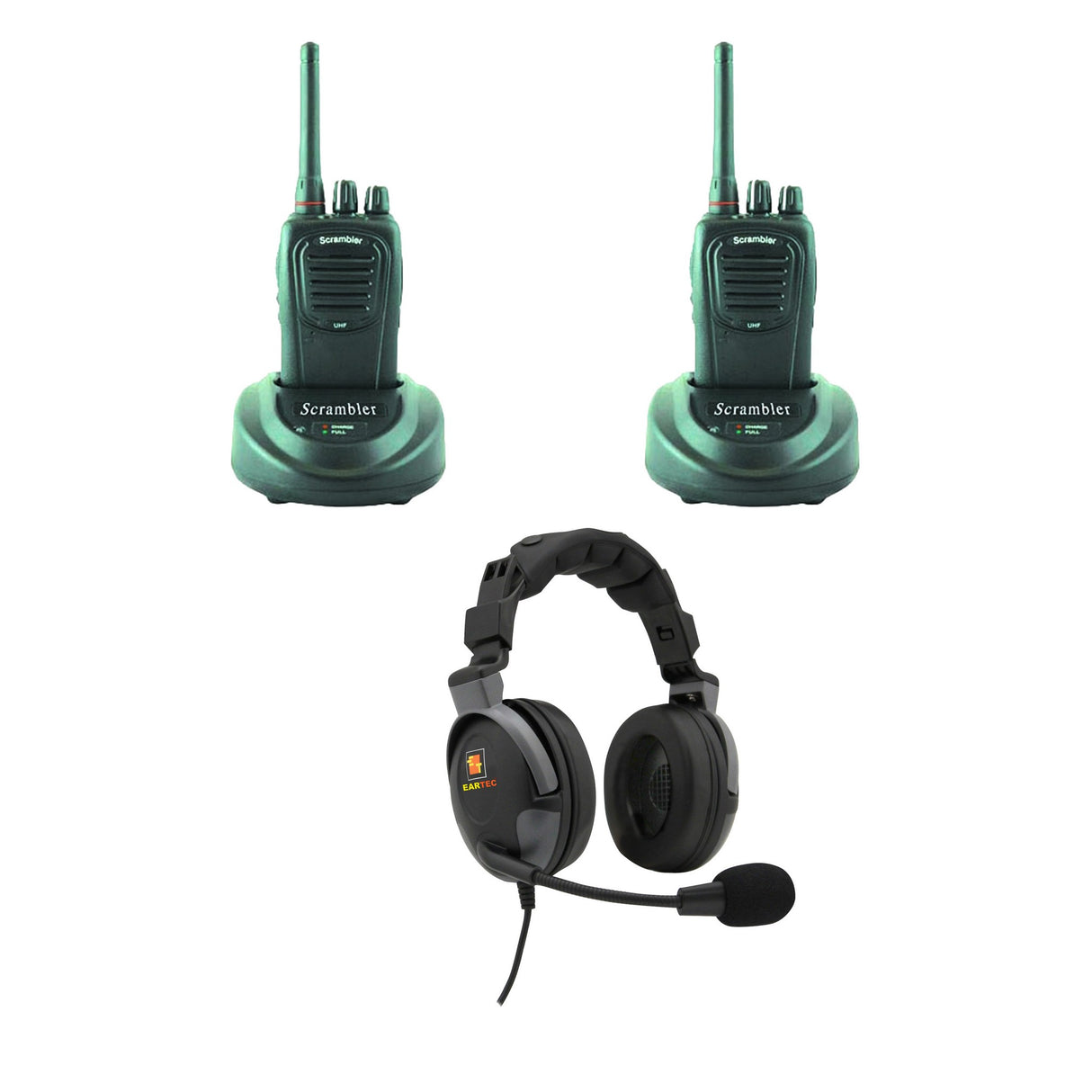 Eartec PD2000IL 2 SC-1000 Radios with Proline Double Inline PTT