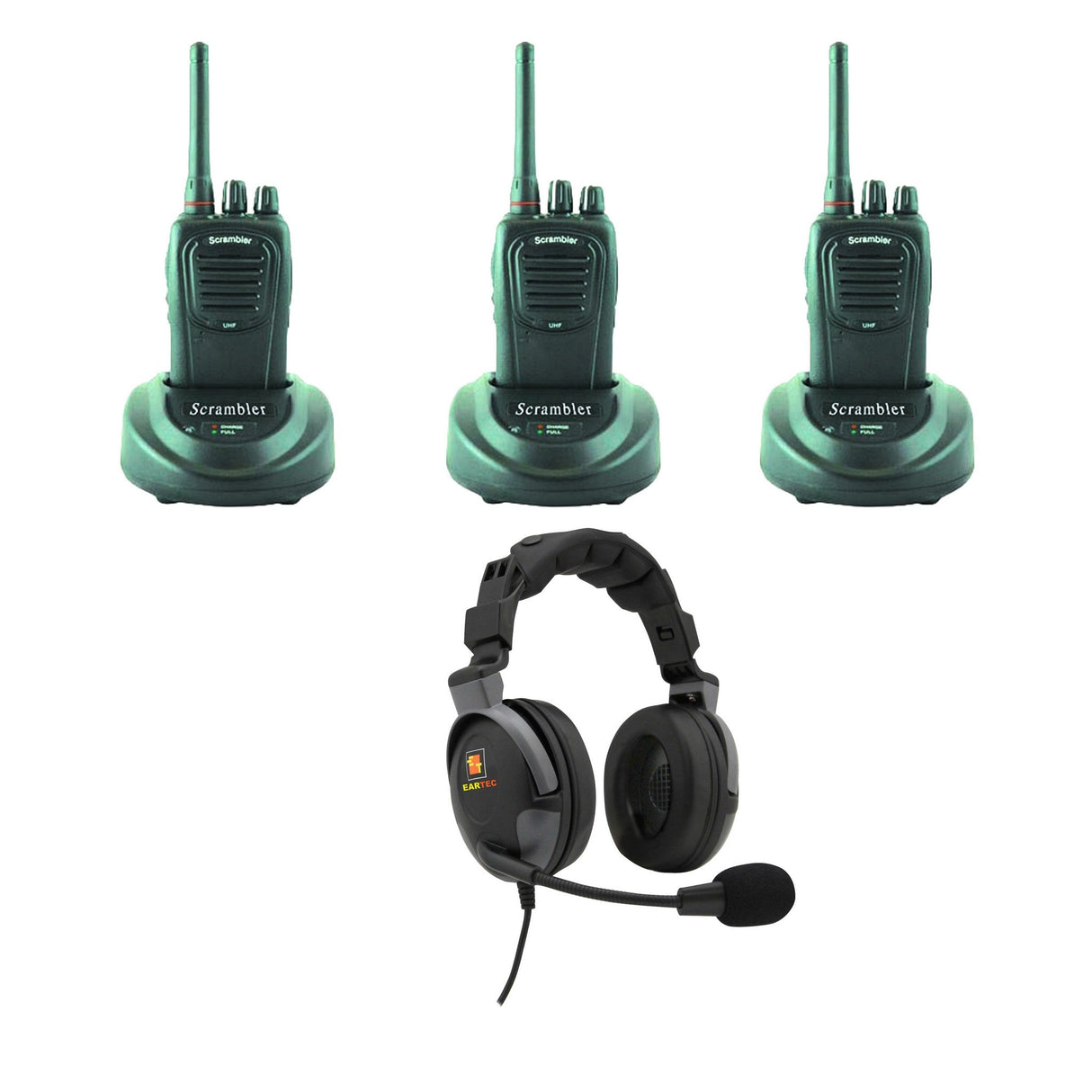 Eartec PD3000IL 3 SC-1000 Radios with Proline Double Inline PTT