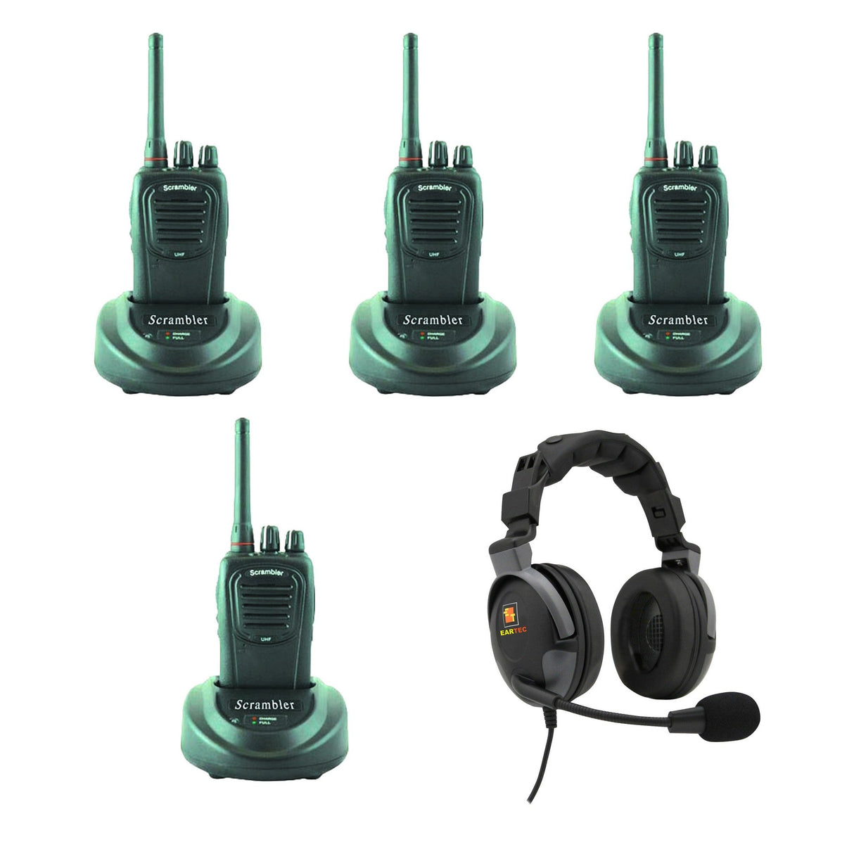 Eartec PD4000IL 4 SC-1000 Radios with Proline Double Inline PTT