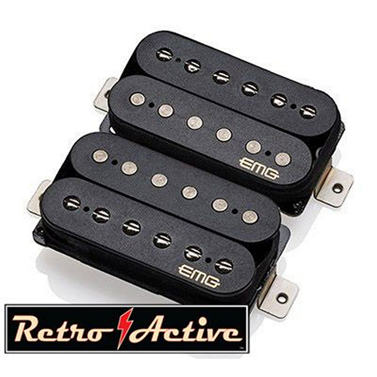 EMG Fat 55 Guitar Retro Active Humbucking Pickup Set, Black- Long Shaft