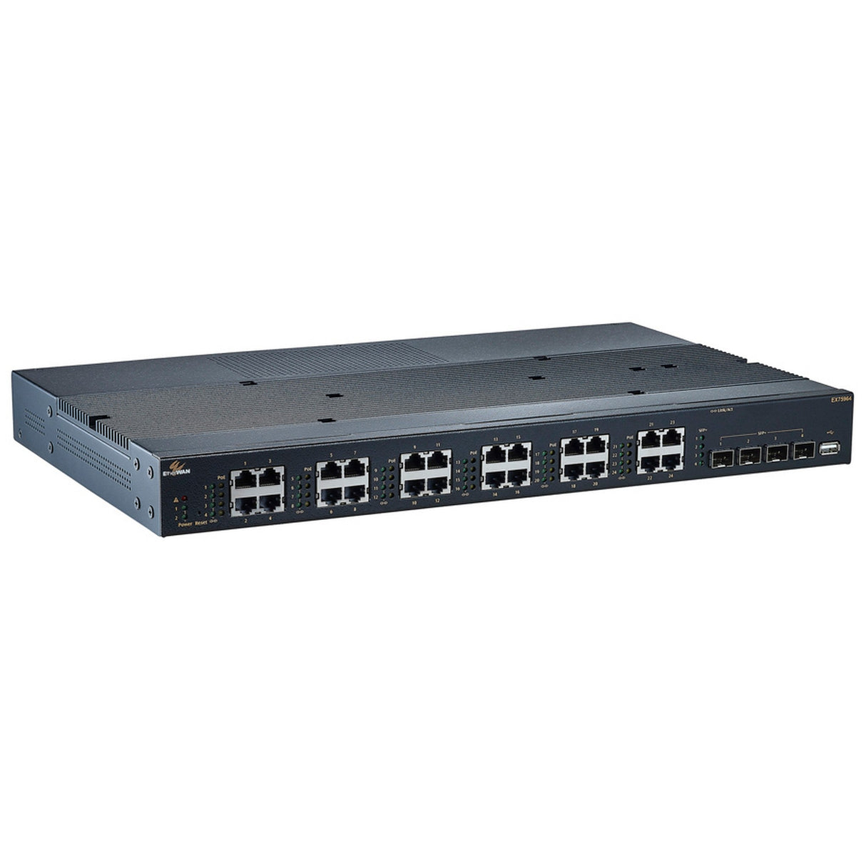 EtherWAN EX75964-0VTU 24-Port Gigabit PoE plus 4 Dual-Rate 10-Gigabit SFP Ports