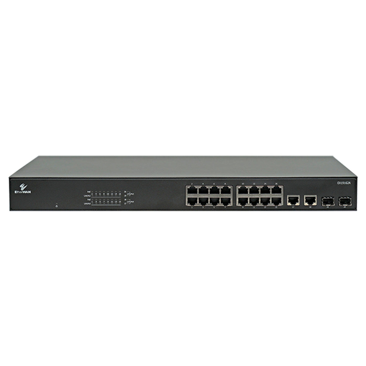 EtherWAN EX19162A Unmanaged 16-Port Gigabit PoE Ethernet Switch with 2-Port SFP and 2-Port RJ45