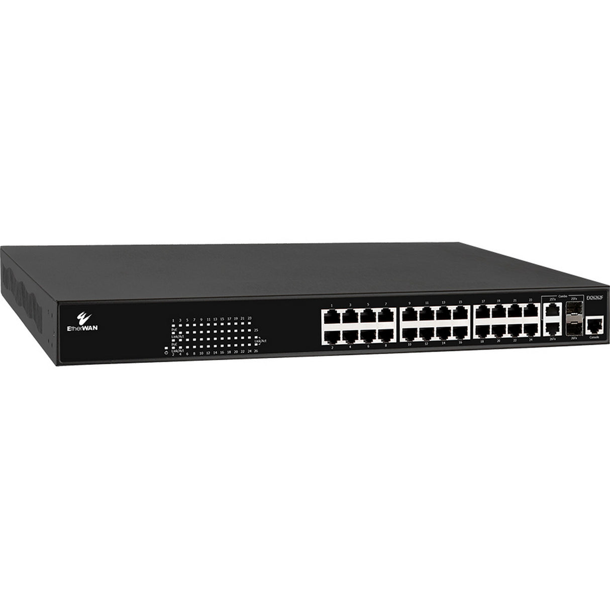 EtherWAN EX26262F Managed 24-port Gigabit PoE +2-port 100/1000 SFP Combo Ethernet Switch